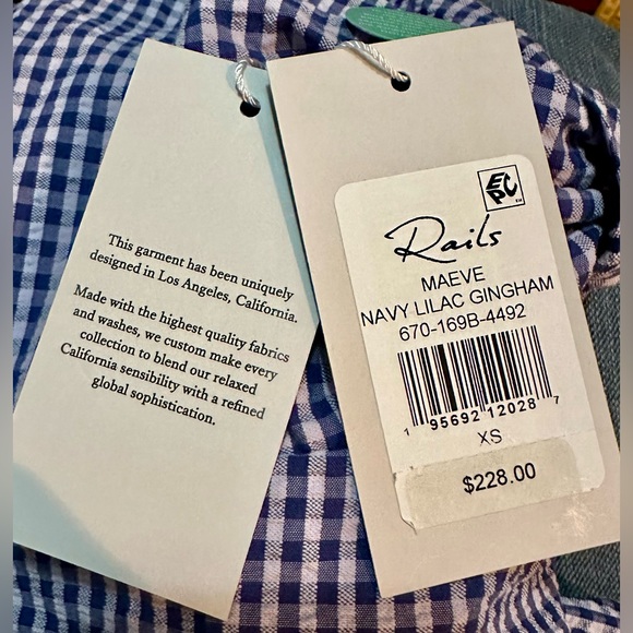 NWT Rails Maeve Navy Lilac Gingham Dress w Front Cutout - Picture 9 of 9